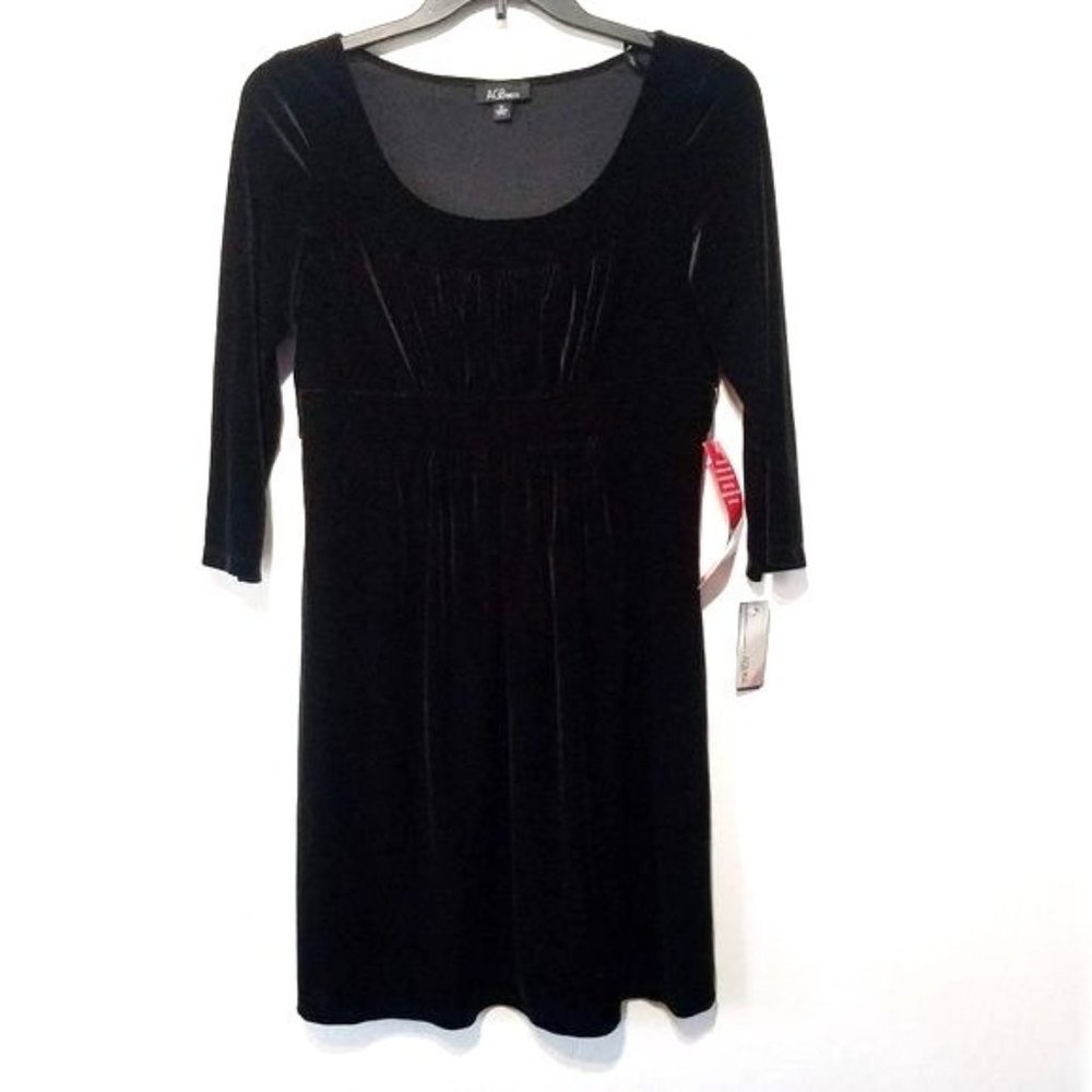 AGB Dress Womens Black Velvet Empire Waist Dress Size 12